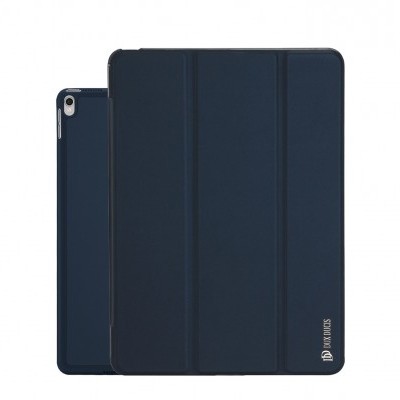 Capa protetora azul escuro para tablet com três dobras verticalmente