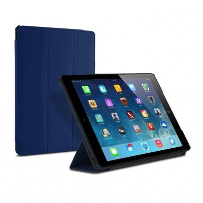 Capa protetora azul escura para tablet com suporte dobrável