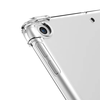 Capa transparente para tablet ou smartphone com recorte para câmera e botões laterais.