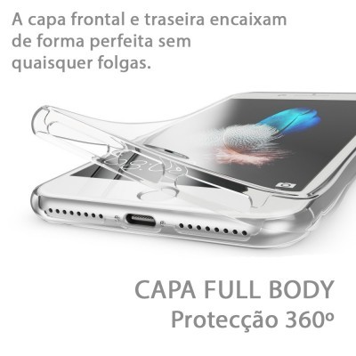 Capa transparente para smartphone com proteção 360 graus