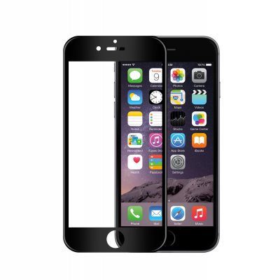 Smartphone preto com tela ligada e película protetora ao lado