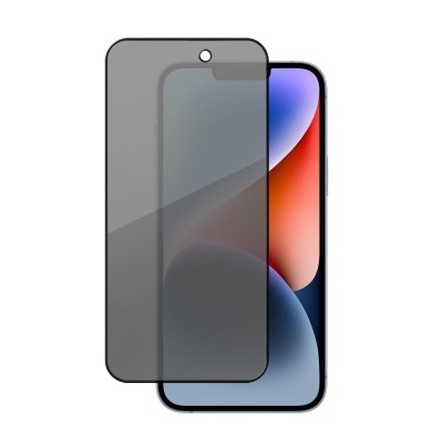 Telemóvel com película protetora de vidro temperado cinza escura translúcida.