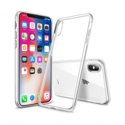 Telemóvel com capa transparente e ícone da Apple
