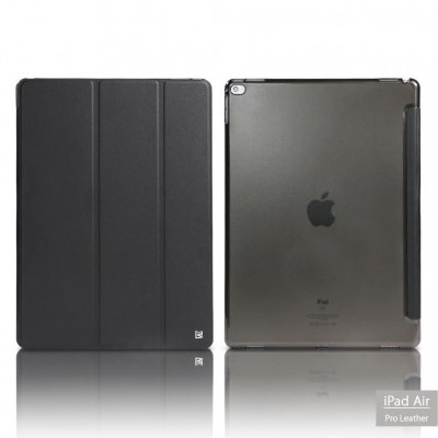 Capa protetora preta para iPad Air mostrada frente e verso