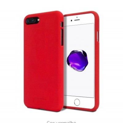 Estojo vermelho para smartphone com recortes para botões e câmara.