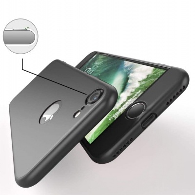 Capa preta fosca para telemóvel iPhone com recortes para câmara e botões