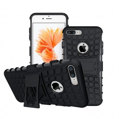 Capas protetoras pretas para telemóveis com padrão quadrado e suporte integrado