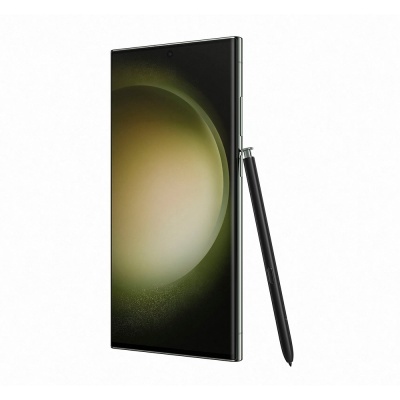 Smartphone preto com ecrã grande e caneta preta ao lado