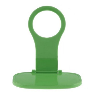 Suporte verde de plástico com base retangular e anel circular