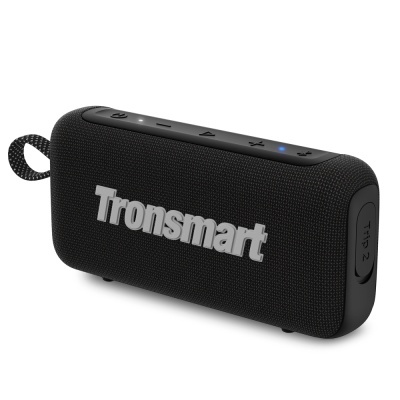 Coluna portátil Bluetooth preta da Tronsmart com botões e laço de transporte