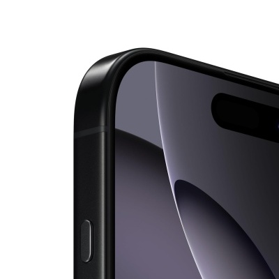 Smartphone preto com ecrã escuro e botão lateral