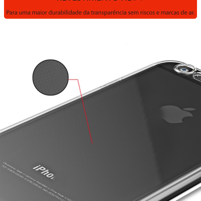 Capa transparente para iPhone com revestimento HDP+ e textura pontilhada destacada