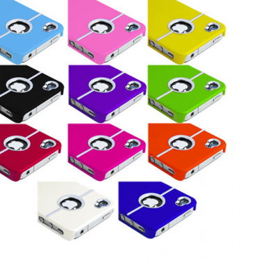 Dez capas quadradas para smartphone de várias cores com recorte circular no centro