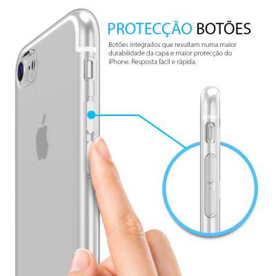 Capa transparente para iPhone com botões integrados