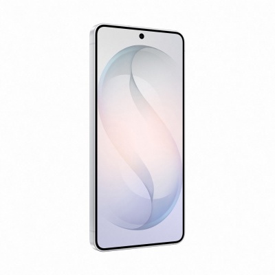 Smartphone com moldura branca e ecrã grande com padrão abstrato em tons pastel