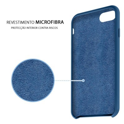 Capa protetora para telemóvel azul com revestimento interior em microfibra