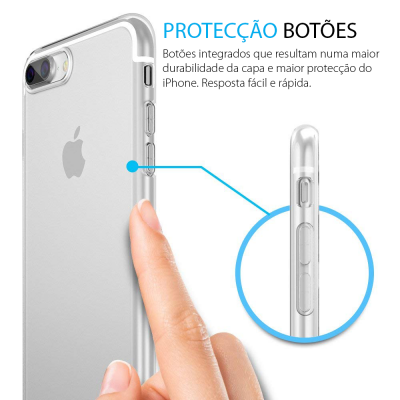 Capa transparente para iPhone com proteção de botões integrada