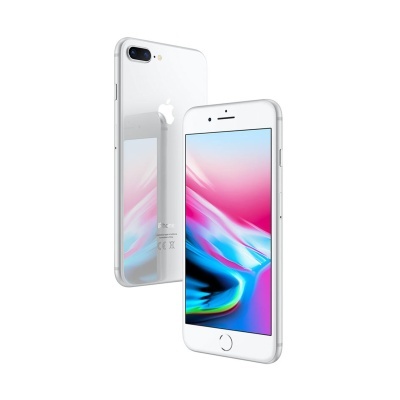Smartphone Apple iPhone branco prateado com ecrã colorido frontal e câmara dupla traseira