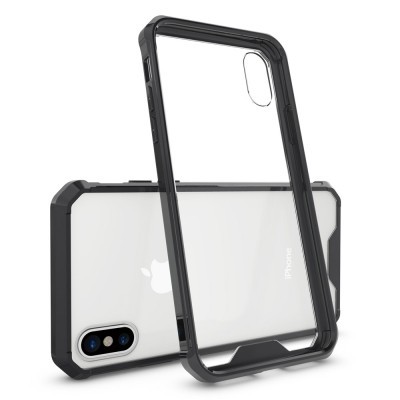 Capa protetora transparente com bordas pretas para iPhone