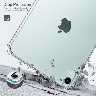 Capa transparente com reforço nos cantos para telemóvel com logo da maçã preta.