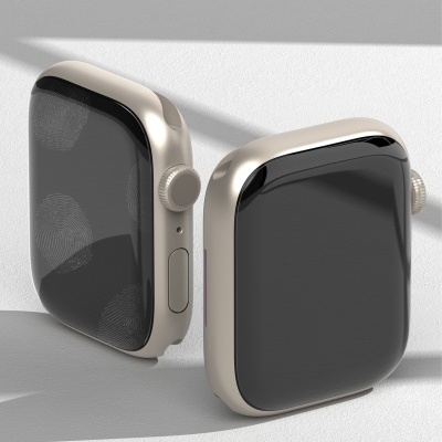 Dois relógios inteligentes prateados com ecrã preto