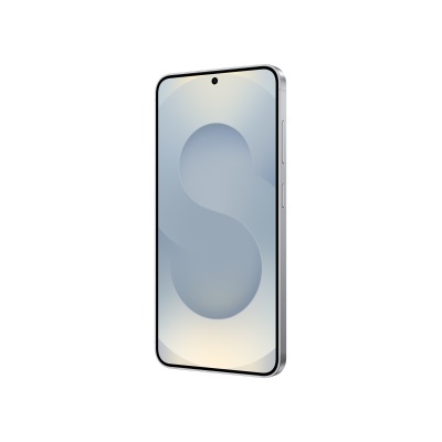 Smartphone cinza prateado com ecrã de bordas finas e câmara frontal centralizada