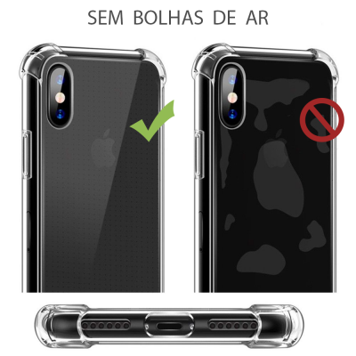 Capa transparente para smartphone com texto SEM BOLHAS DE AR