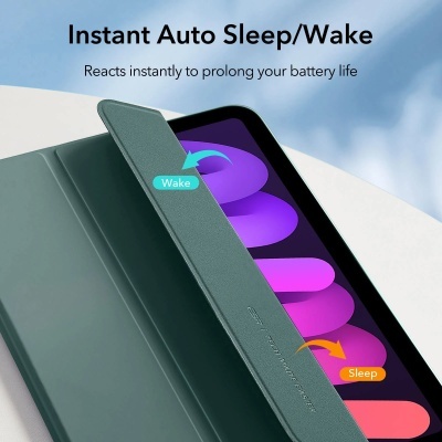 Capa protetora verde para tablet com função automática de dormir/ativar