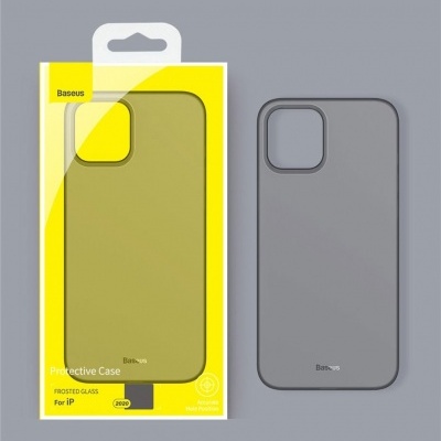 Capa protetora Baseus para iPhone 12/13 cinza fosco com embalagem amarela