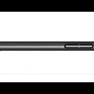 Smartphone preto visto lateralmente com dimensões de espessura indicadas.