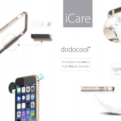 Bumper dourado para smartphone Dodocool com texto promocional