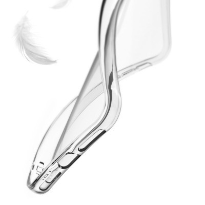 Capa transparente para smartphone com pena branca