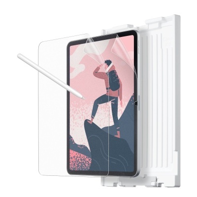 Proteção e caneta para tablet com imagem de ilustração no ecrã