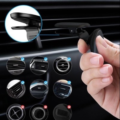 Suporte de telemóvel preto para grelha de ventilação do carro