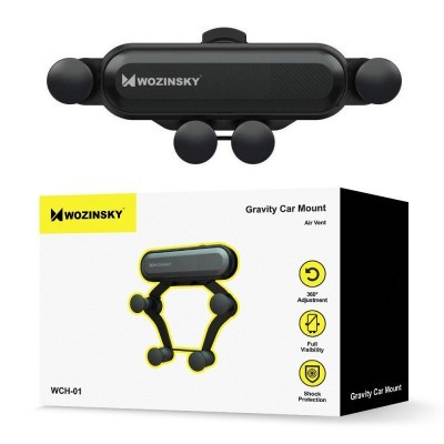 Suporte para carro Wozinsky Gravity Car Mount preto e sua embalagem