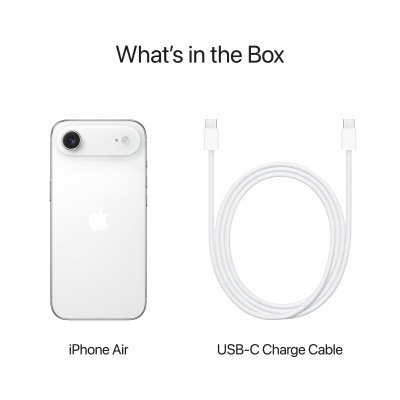 Traseira de iPhone Air branco com cabo USB-C branco