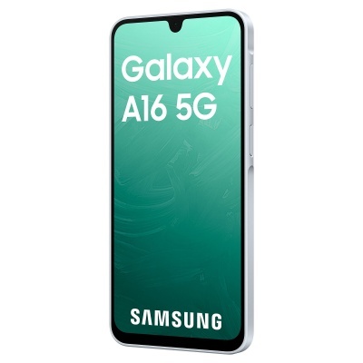 Smartphone Samsung Galaxy A16 5G com ecrã verde e moldura prateada