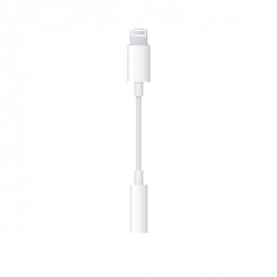 Cabo adaptador branco com conector Lightning e conector 3,5 mm