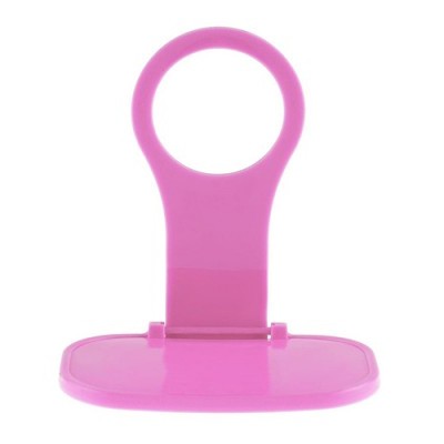 Suporte rosa em plástico com base rectangular e parte superior circular