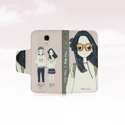 Capa para telemóvel com ilustração de raparigas e texto 'The Girl' e 'story holder'