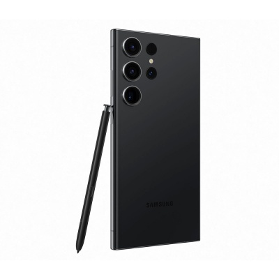 Smartphone Samsung preto com caneta S Pen e quatro câmaras traseiras