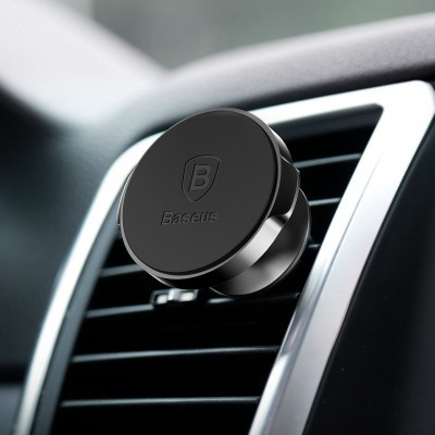 Suporte magnetico para telemovel Baseus preto e prata na grelha de ventilação do carro