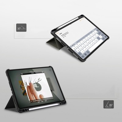 Dois tablets com capas pretas ajustáveis em diferentes ângulos