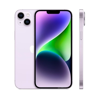 Smartphone lilás com ecrã cheio e duas câmaras traseiras em fundo branco