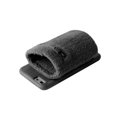 Suporte para smartphone com tecido felpudo cinzento