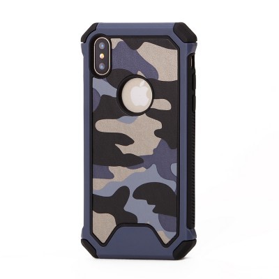 Capa para smartphone com padrão camuflado azul e cinza