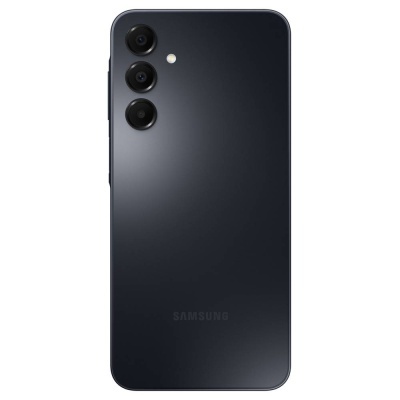 Smartphone Samsung preto com três câmaras traseiras e flash LED