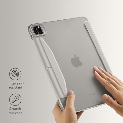 Capa protetora transcúcida para iPad cinza com resistência a impressões digitais e riscos