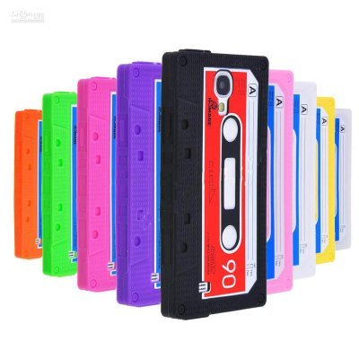Capas de smartphone coloridas em silicone, formato cassete áudio antigo