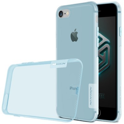 Capa protetora transparente com bordas azuis para iPhone 7 ou 8